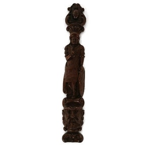 Antique French Carved Wood  Reclaimed Architectural Trim Pediment Salvaged  Breton  Figure Faces