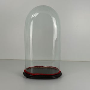 Große antike viktorianische ovale mundgeblasene Glaskugel-Kuppel-Puppenuhr 62 cm 32 cm 7,87