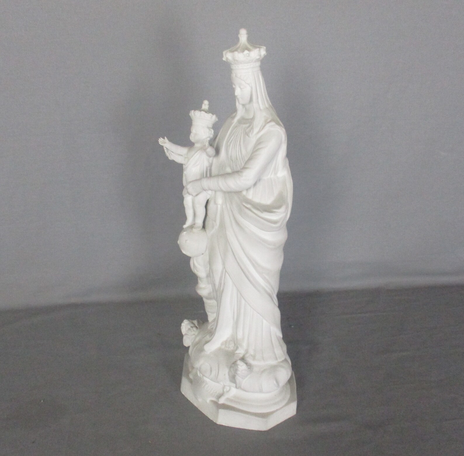 French Antique 1900 Bisque Statue Virgin Mary Our Lady Victoire Madonna ...