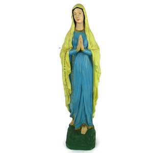 Large Monastry Chapel Statue Virgin Mary Madonna Our Lady of Lourdes  Plaster France 33.46&quot;