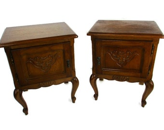 Pair Couple Vintage Nightstands End tables Dresser 50s Vanity Cabinets Louis XVI style Mid Century