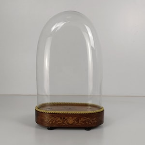 Antike viktorianische ovale mundgeblasene Glaskugel-Kuppel-Puppenuhr 40 cm H 26 cm W 14 cm