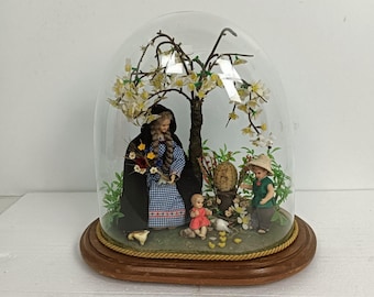 antique oval dome with hand made by Clarisse nuns wax Madonna Infant Jesus Beehive WOW