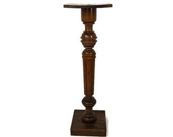 wooden Pillar Pedestal Display Side Occasional Table Bonsai Plant Stand vintage