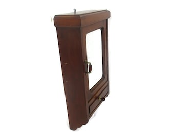 Large Apothecary Bathroom Medicine Kitchen Cabinet Wood Barn Style Beveled Glass