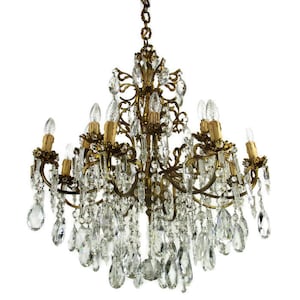 Impressive French Chandelier Crystal Prisms 16 Lights! Waterfall Bag & tent HTF