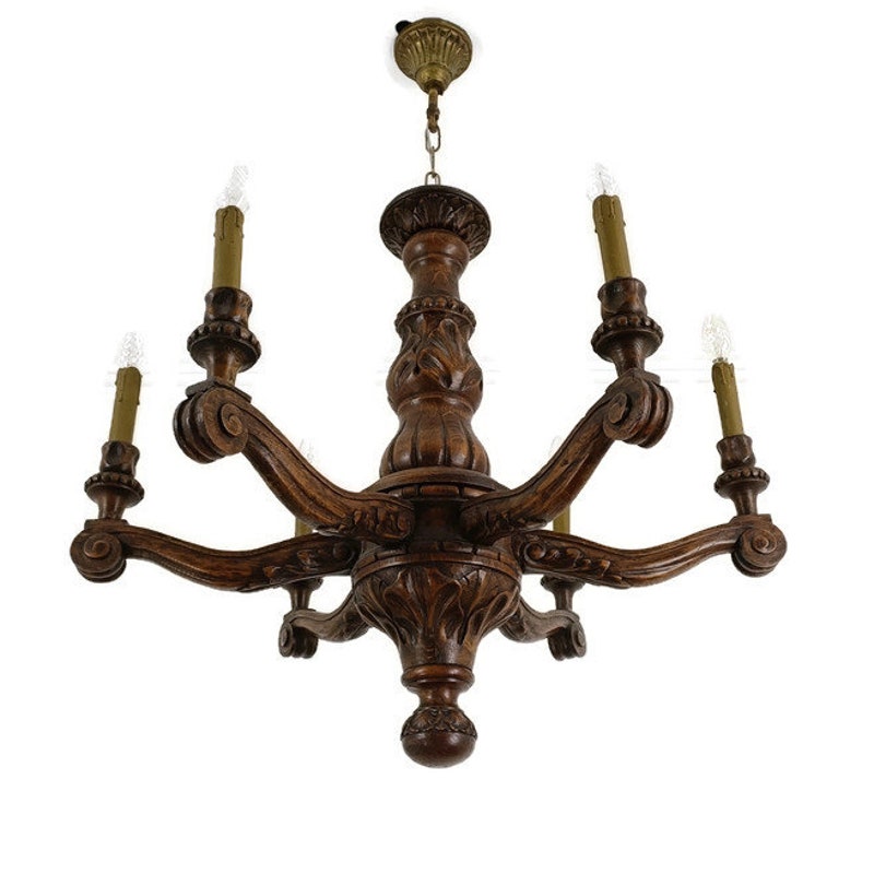 Large Wood Chandelier - Etsy