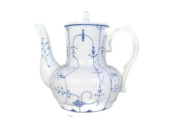 Vintage Boch Copenhagen Kopenhagen Fluted Teapot Coffee pot  Marked Iconic Design
