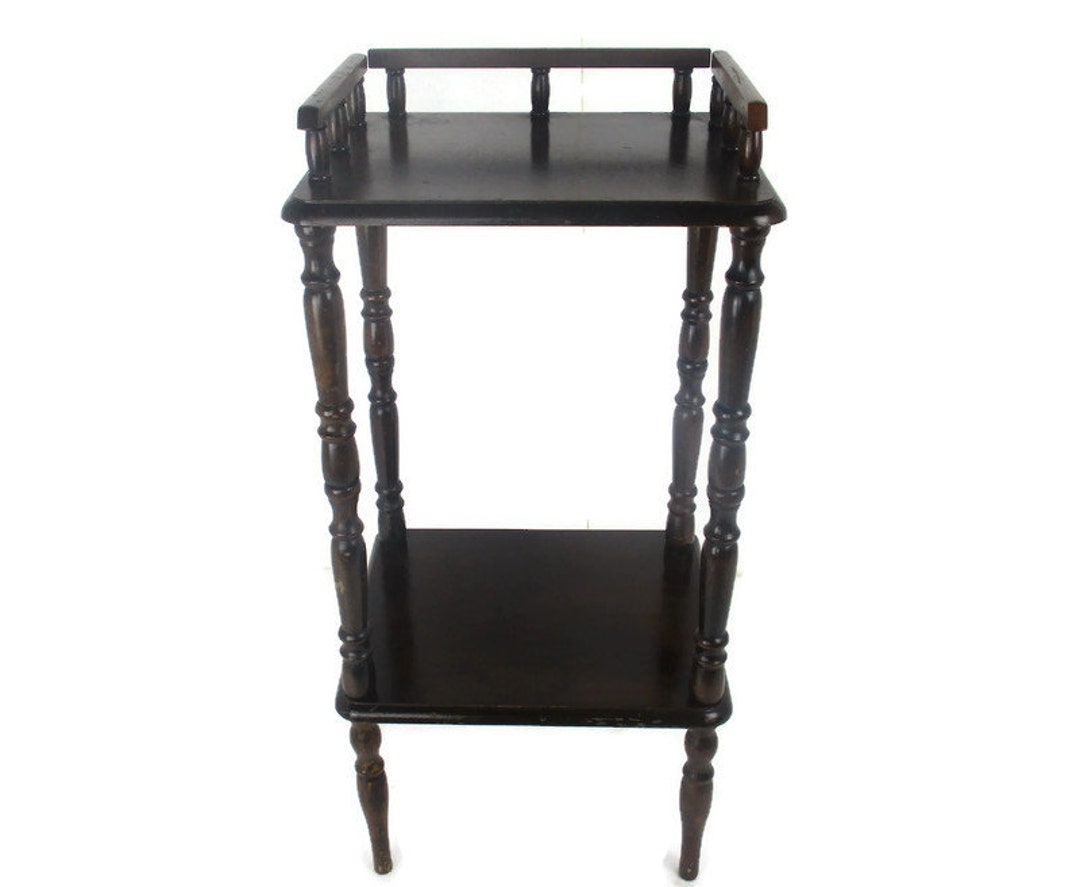 Pedestal Display Side Table Plant Stand Italian Wood Vintage Etagère