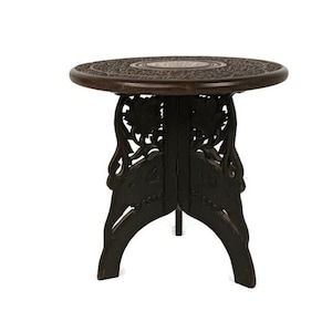 lovely ornate carved wooden plant stand pedestal side table bonsai table inlay vintage