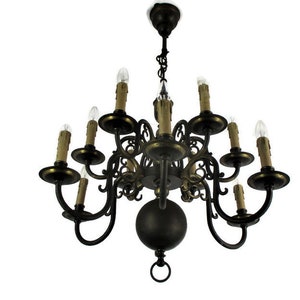 Huge Vintage Flemish Double 12 Arms Castle Chandelier Bronze gilded Gorgeous
