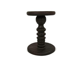 wooden rustic pedestal plant stand side table barn farmhouse style vintage