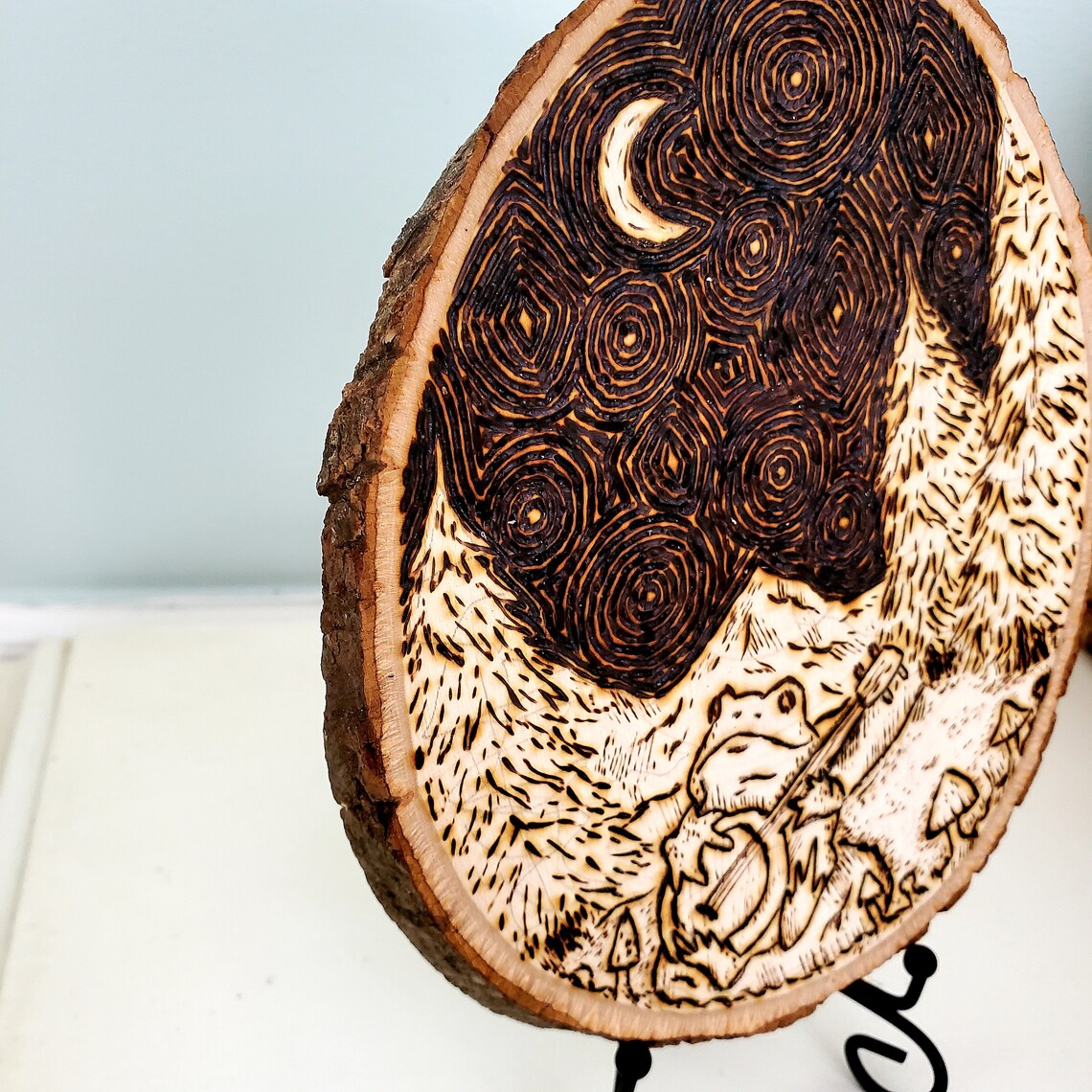 Banjo Frog, Frog Art, Bird Gift, Folk Art, Cottagecore Art, Pyrography ...