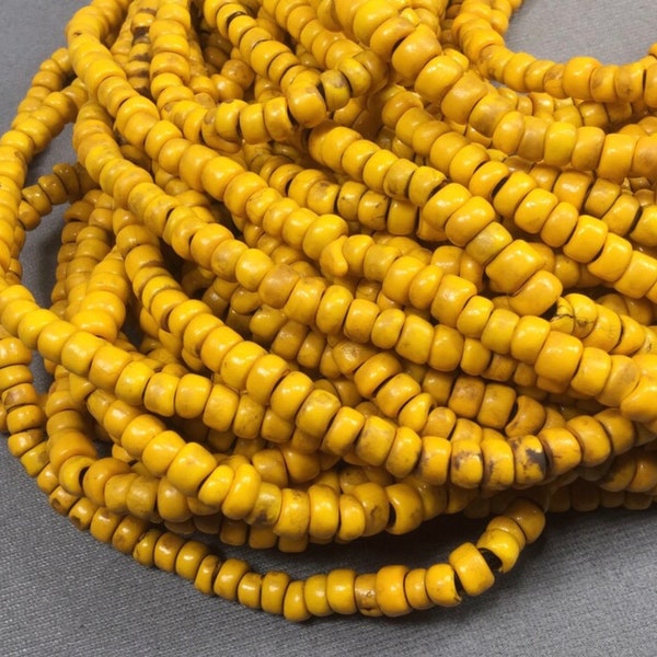 Antique Butterscotch Yellow AFRICAN Trade Beads, organic Venetian glass beads, Old African necklace, jewelry supplies, beaded necklace gift!