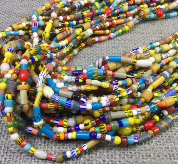 Antique African Trade Beads, Mixed Christmas Beads, Vintage Beads, Mixed  Seed Beads, Ethnic Jewelry Supplies, African Necklace Gift for Her 
