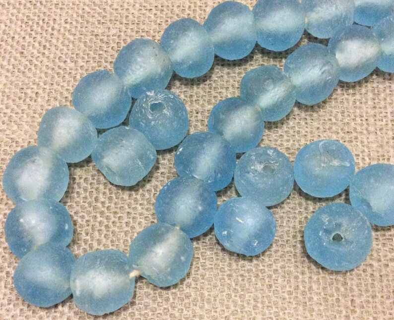 Vintage aqua blue African glass beads-Ghana beads