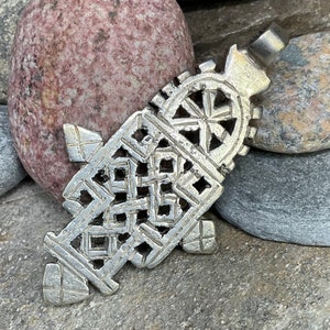 Big Silver Ethiopian Cross Pendant, African Cross, Ethiopian Coptic cross necklace, silver Christian cross charm pendant, jewelry supplies