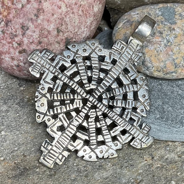 Big Silver Ethiopian Cross Pendant, African Cross, Ethiopian Coptic cross necklace, silver Christian cross charm pendant, jewelry supplies