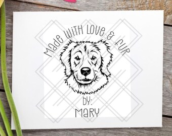 Golden Retriever made by: Personalized Rubber Stamp, card makers, small business, handmade gift tags, scrapbooking, custom, name stamp