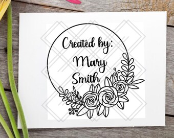 Floral Created by: Personalized Rubber Stamp, card makers, small business, handmade gift tags, scrapbooking, custom stamp, name stamp,flower