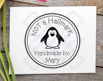 Personalized Funny Penguin Rubber Stamp: Handmade Card Making