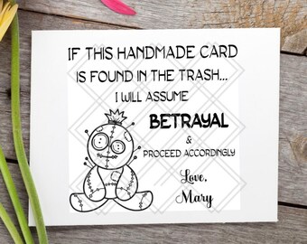 Funny voodoo doll Personalized Rubber Stamp, card makers, adult dark humor handmade gift tags, scrapbooking, custom stamp,