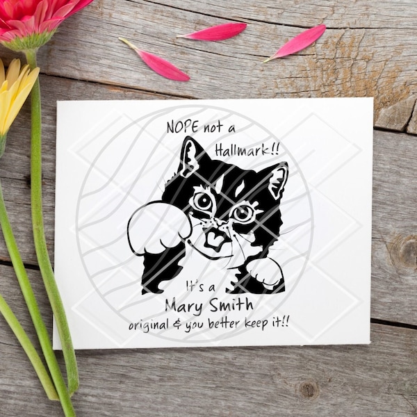 Sassy Cat personalized Rubber Stamp, card makers, business, handmade gift tags, scrapbooking, custom stamp, sarcastic, humor, not a hallmark