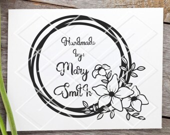 Personalized Floral Rubber Stamp: Handmade Card Making, Scrapbooking