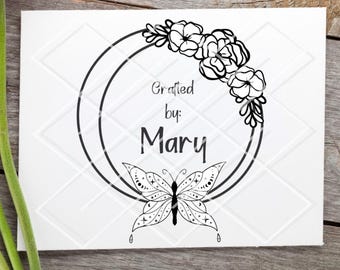 Floral Moth Rubber Stamp: Celestial Butterfly, Personalized Card Making