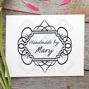 Elegant Scroll Personalized Rubber Stamp for business, card makers, scrapbooking, paper crafting, small business, logo, product tags