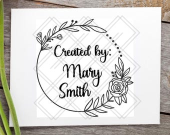 Floral Created by: Personalized Rubber Stamp, card makers, small business, handmade gift tags, scrapbooking, custom stamp, name stamp,flower