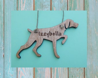Pointer dog personalized Christmas tree ornament, gift for hunter, hunting dog, GSP, German Short hair pointer, bird dog, stocking stuffer
