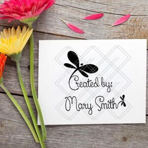 Dragonfly Created by: Personalized Rubber Stamp, card makers, small business, handmade gift tags, scrapbooking, custom stamp