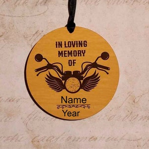 Memorial motorcycle - personalized Christmas ornament, in memory of, motorcycle rider, angel wings, loving memory of