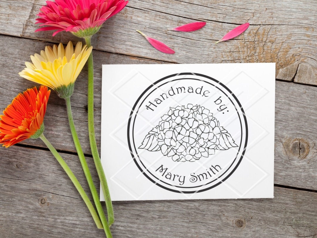 Floral Hydrangea Handmade By: Personalized Rubber Stamp, Card Makers ...