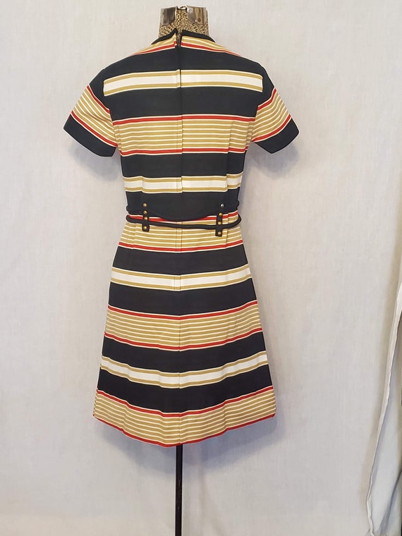 1960s Vintage Mid Mod Short-Sleeved Dress/Mint/Bl… - image 3