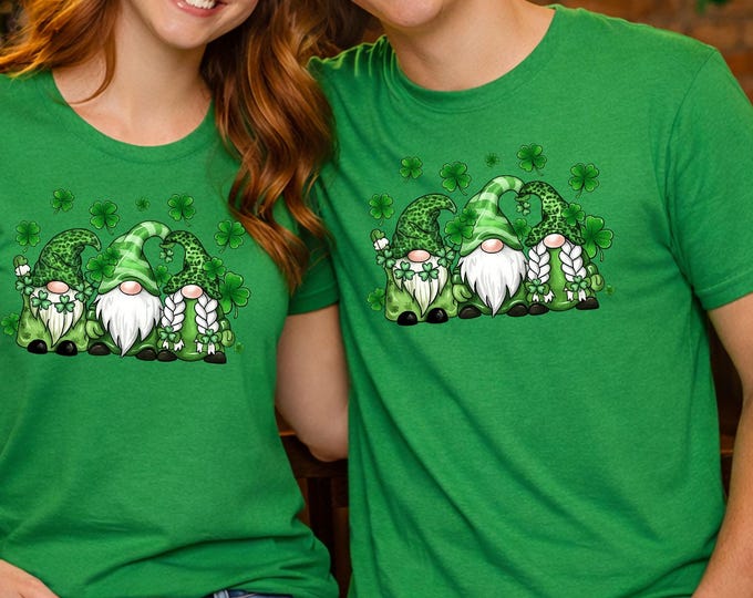 St Patrick’s Day Gnome Shirt, Irish Shamrock Gnomes Unisex T-Shirt, Hoodie, Crewneck Sweatshirt, Lucky Leprechaun Shirt