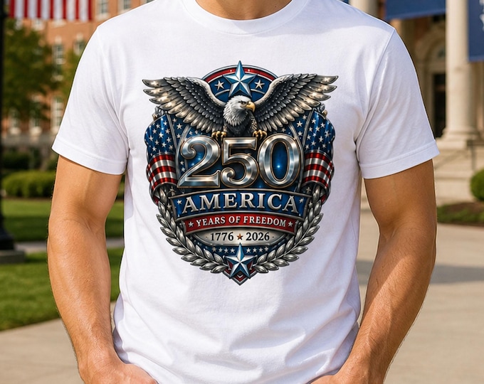 America 250 Shirt 2026, Patriotic Eagle T-Shirt, 4th of July Shirt, USA Flag Tee, Red White Blue Shirt, Independence Day Outfit, Unisex Tee