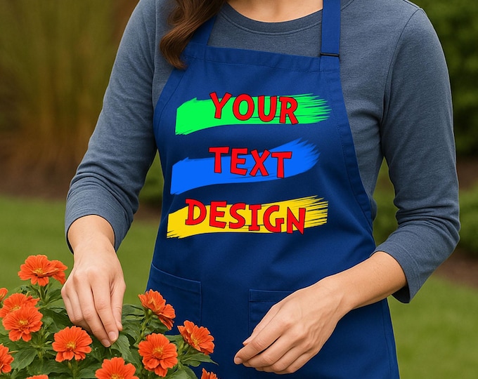Personalized Apron for Chef, Baker & BBQ Master | Adjustable Neck Strap | Custom Name Apron Gift for Him or Her | Full-Length with Pockets
