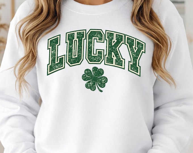 Lucky Shamrock St Patrick’s Day Shirt, Vintage Irish Clover Sweatshirt, Trendy Green Hoodie, Unisex St Paddy’s Day Top