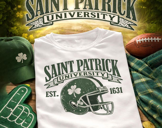 Saint Patrick University Apparel, Irish Football T-Shirt Hoodie Sweatshirt Tank Top, St Patrick’s Day Shamrock College Shirt