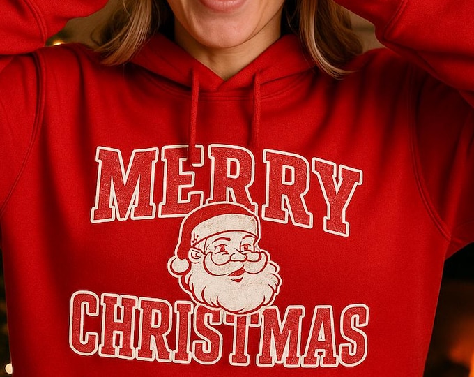 Vintage Merry Christmas Shirt • Santa Claus Crewneck & Hoodie • Retro Holiday Graphic Tee • Christmas Gift for Men Women Kids