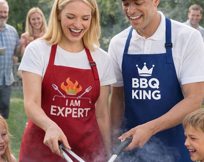 Personalized Cotton Twill Apron: Custom Text Chef Apron with Pockets