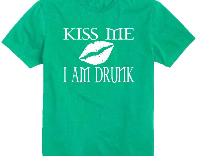Kiss Me I Am Drunk LIPS St. Patrick's Day Man TSHIRT Irish Party Shamrock Irish Beer Party
