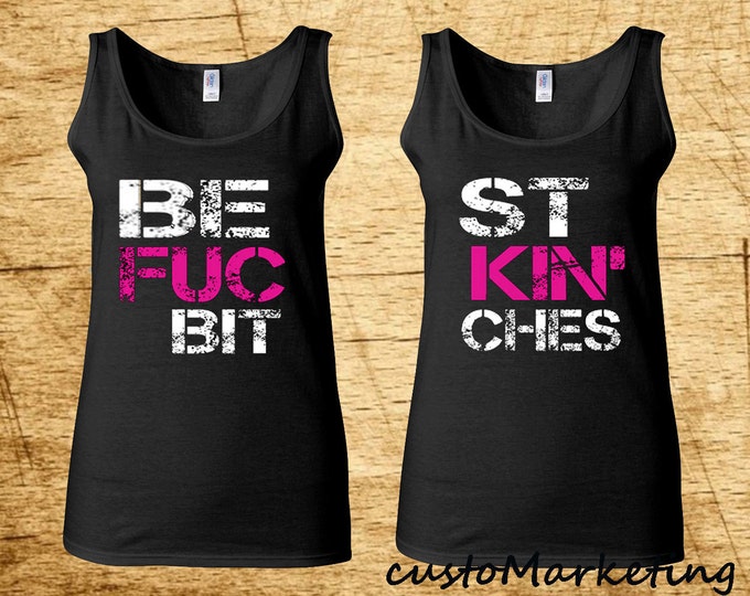 Best Friends Couple Tank Top Tee BFB Tank Top BLACK Tee Best Fucking Bitches Shirts Couple Tank Top BFF Tank Top Best Couple Friends T-shirt