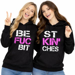 親友フォーエバーカップルパーカー スウェットシャツ BFBスウェットシャツ ブラック ベストファッキングビッチシャツ カップルパーカー BFF ベストカップルフレンズセーター