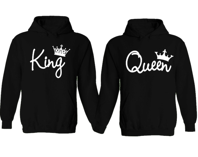 King and Queen Soul Mate Couple sweaters Cartoon- Funny Couple Hoodies Couple Sweatshirts Matching Couple Hoodie Sweater