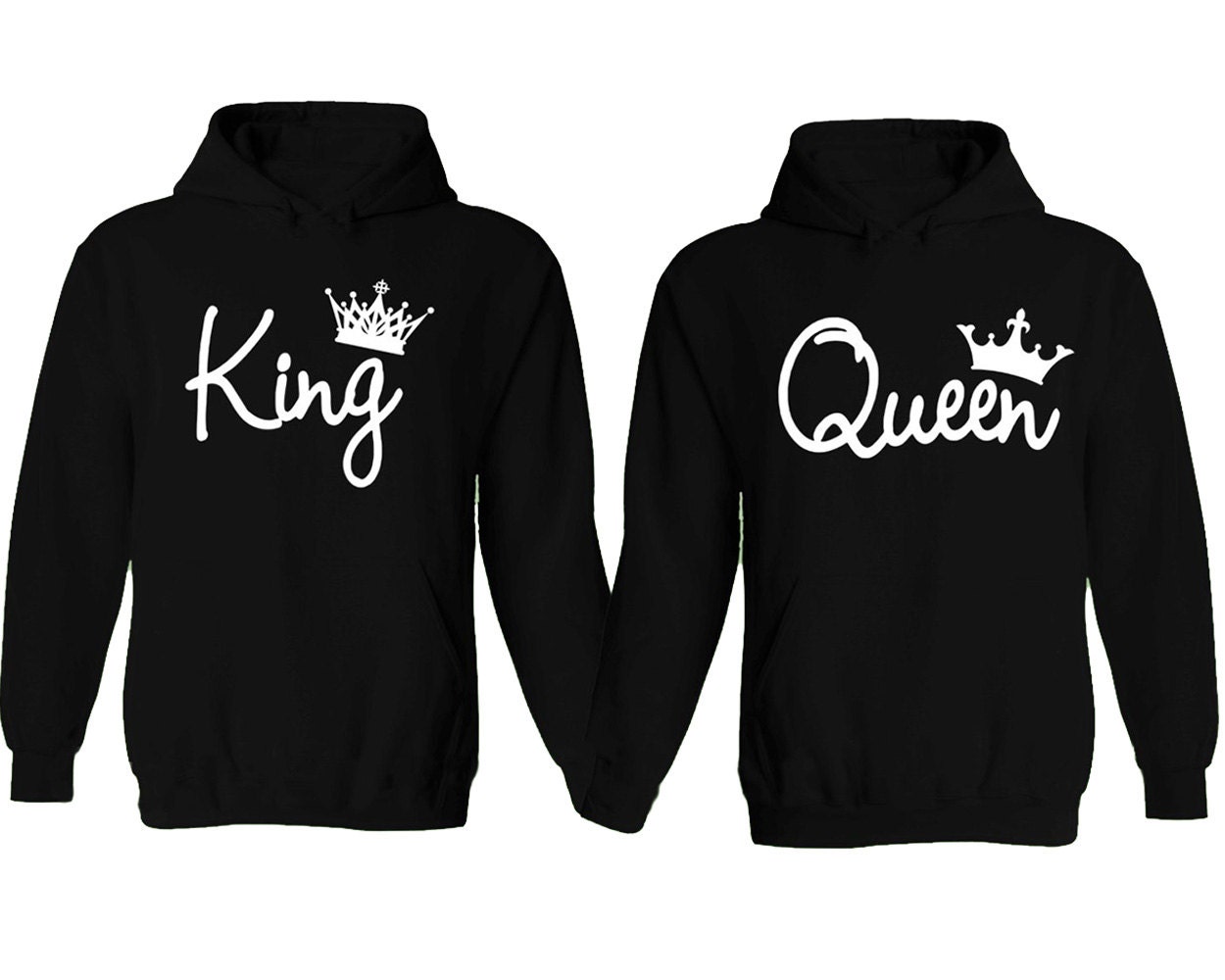 King Queen Matching Couples Hoodies Sweatshirts Zip Up His and Her Hooded  Thin