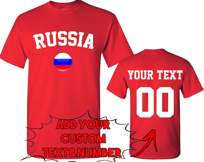 RUSSIA World Cup Unisex TSHIRT Jersey Custom Text Number Russia Flag Tee Shirt FIFA World Cup Shirt Jersey