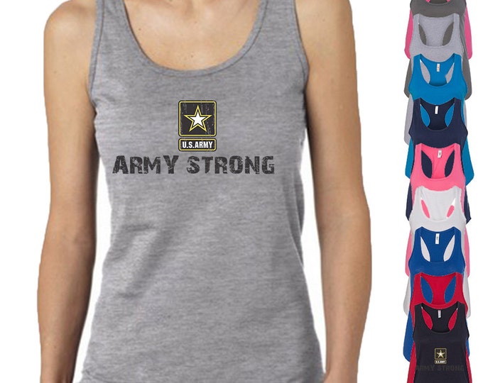 ARMY STRONG Star Logo Woman TANK Top America United State of America Military Army Forces Tee Tank Top Lady